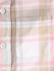 Chemise boutonnée en popeline à carreaux pour bébés et petits garçons