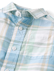 Baby And Toddler Boys Plaid Poplin Button Up Shirt
