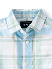 Baby And Toddler Boys Plaid Poplin Button Up Shirt