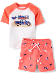 Baby And Toddler Boys Print Rashguard Swimsuit