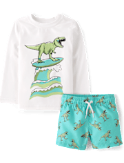 Baby And Toddler Boys Print Rashguard Swim Set