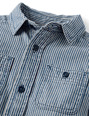 Baby And Toddler Boys Railroad Striped Denim Button Up Shirt