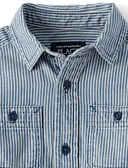 Baby And Toddler Boys Railroad Striped Denim Button Up Shirt