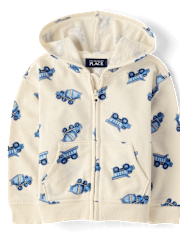 Baby And Toddler Boys Construction Vehicle French Terry Zip Up Hoodie