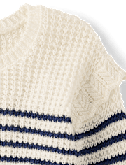 Toddler Girls Striped Flutter Sweater