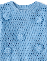 Toddler Girls Crochet Floral Sweater