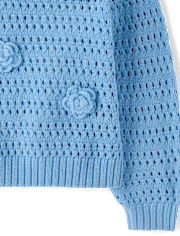 Toddler Girls Crochet Floral Sweater