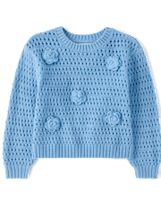 Toddler Girls Crochet Floral Sweater
