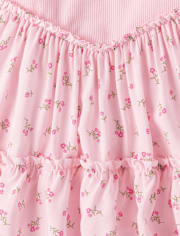 Baby And Toddler Girls Floral V-Waist Tiered Dress