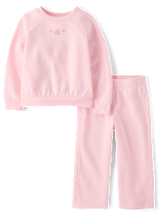 Toddler Girls Crochet Premium Fleece 2-Piece Set