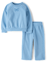Toddler Girls Crochet Premium Fleece 2-Piece Set