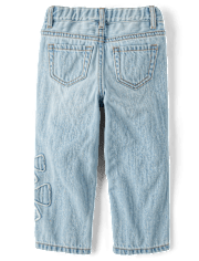 Toddler Girls Applique Bow Slouchy Jeans