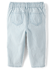 Toddler Girls Railroad Striped Barrel Jeans