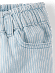 Toddler Girls Railroad Striped Barrel Jeans