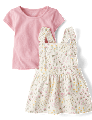 Toddler Girls Floral Skirtall 2-Piece Outfit Set