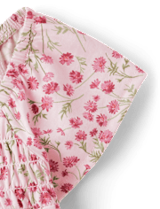 Toddler Girls Floral Smocked Flutter Top