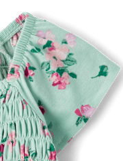Toddler Girls Floral Smocked Flutter Top