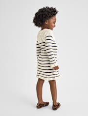 Baby And Toddler Girls Striped Ruffle Sweater Dress