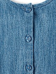 Baby And Toddler Girls Embroidered Floral Chambray Fit And Flare Dress