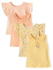 Toddler Girls Floral Flutter Tank Top 4-Pack