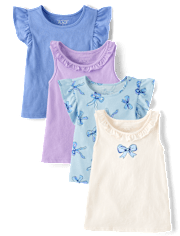 Toddler Girls Bow Flutter Tank Top 4-Pack