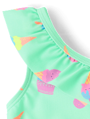Baby And Toddler Girls Ice Cream One Shoulder One Piece Swimsuit
