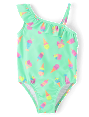 Baby And Toddler Girls Ice Cream One Shoulder One Piece Swimsuit