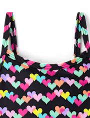 Baby And Toddler Girls Rainbow Heart Peplum Tankini Swimsuit