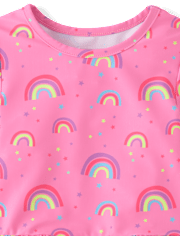Baby And Toddler Girls Rainbow Peplum Rashguard Swimsuit