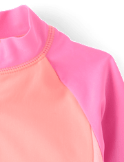 Baby And Toddler Girls Colorblock Half Zip Rashguard One Piece Swimsuit