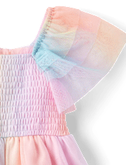 Toddler Girls Rainbow Mesh Flutter Dress