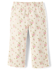 Toddler Girls Floral Bow Fleece Wide Leg Lounge Pants
