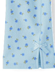 Toddler Girls Floral Bow Fleece Wide Leg Lounge Pants