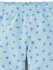 Toddler Girls Floral Bow Fleece Wide Leg Lounge Pants