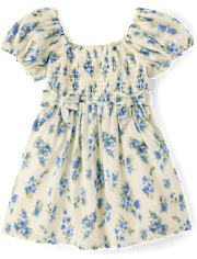 Toddler Girls Mommy And Me Floral Bow Smocked Dress