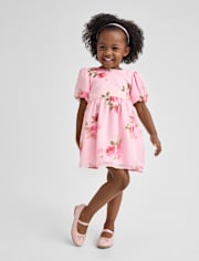 Toddler Girls Floral Chiffon Fit And Flare Dress