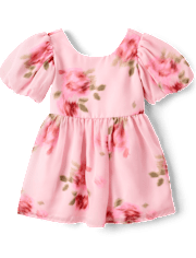 Toddler Girls Floral Chiffon Fit And Flare Dress