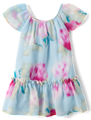 Baby And Toddler Girls Floral Chiffon Shift Dress