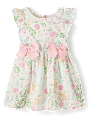 Toddler Girls Bunny Bow Flutter Dress