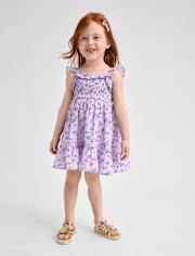 Baby And Toddler Girls Floral Textured Smocked Dress