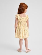 Robe à volants smockée à fleurs pour petites filles