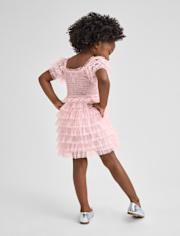 Robe à volants en tulle smocké pour bébés et petites filles