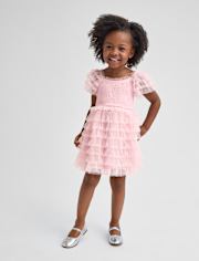 Robe à volants en tulle smocké pour bébés et petites filles