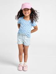 Baby And Toddler Girls Railroad Striped Shortie Jean Shorts