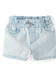 Baby And Toddler Girls Railroad Striped Shortie Jean Shorts