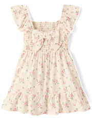 Toddler Girls Mommy And Me Floral Smocked Bow Back Dress
