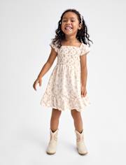 Toddler Girls Mommy And Me Floral Smocked Bow Back Dress