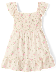 Toddler Girls Mommy And Me Floral Smocked Bow Back Dress