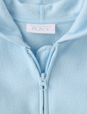 Toddler Girls Bow Premium Fleece Zip Up Hoodie