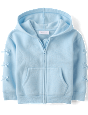 Toddler Girls Bow Premium Fleece Zip Up Hoodie